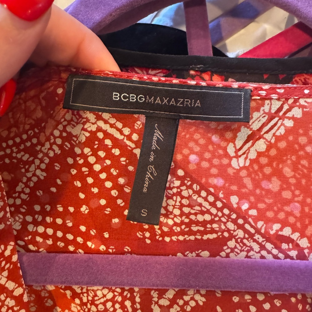 Bcbgmaxazria Red Patterned Blouse - image 2